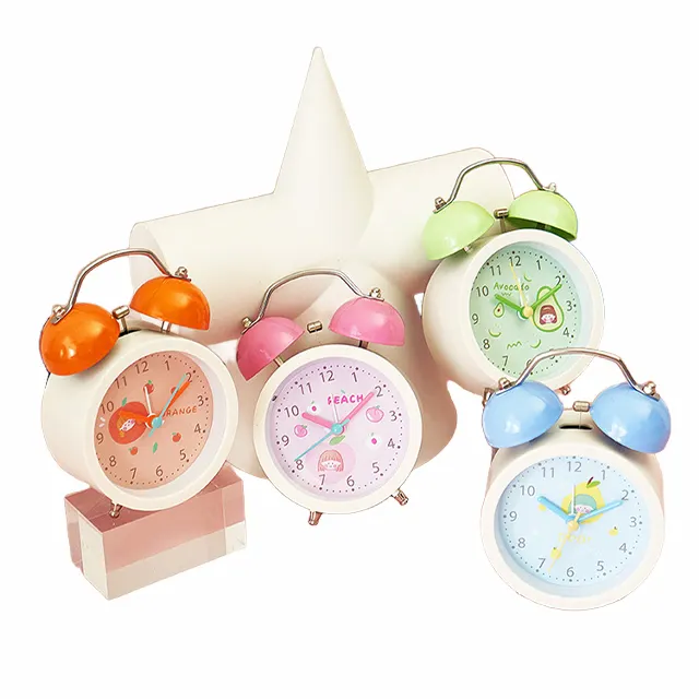 Bosheng jam alarm anak-anak lampu malam kuarsa lucu bel ganda Jam alarm analog klasik dekorasi rumah meja jam alarm