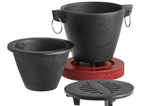 Mini-gril Hibachi en fonte pour intérieur, idéal pour les S'mores et les apéritifs, mini-rôtissoire portable Hibachi avec base en bois