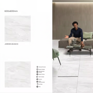 Azulejos de Porcelana Pulida con Diseño de Mármol Bianco, 600x600 mm, Acabado Brillante, GVT, para Pisos Interiores de Lujo - Product Image 2