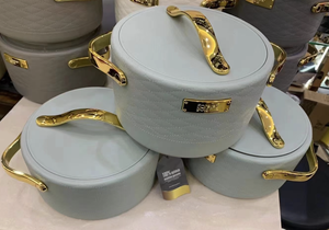 Hộ gia đình đồ ăn nhà bếp bát canh 1.5l + 2L + 2.5L trắng lớn 3 pcs thiết lập thực phẩm ấm hơn soong cách nhiệt với nắp - Product Image 6