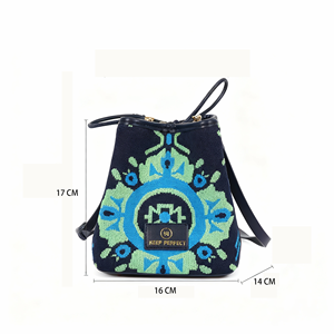 Borsa a Tracolla Personalizzata all'Uncinetto, Motivo Geometrico Blu, Poliestere 420D, Moda Femminile, Tracolla Singola, Portatile, Regalo Promozionale - Product Image 2