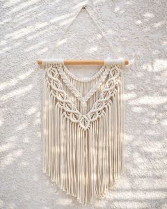Artilady <span class=keywords><strong>macramé</strong></span> Boho tapisserie tissé à la main Art nordique tenture murale glands barre écran coton décoration de la maison pour bureau appartement - Product Image 6