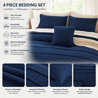 Ensemble de literie de luxe moderne de haute qualité en microfibre 3 pièces avec taies d'oreiller, doux, résistant à la décoloration, pour toutes les saisons, pour la maison et l'hôtel