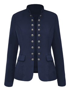 Blazer ouvert sur le devant pour femme, veste hussarde à manches longues boutonnée, col Peter Pan, vêtement de travail, vêtement d'extérieur - Product Image 1