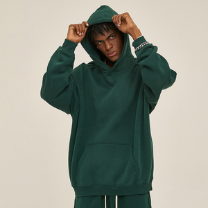 Felpe da <span class=keywords><strong>uomo</strong></span> in misto cotone pesante con cappuccio invernale con tasca in Kanga ricamata a maniche lunghe boccato per spalle - Product Image 5