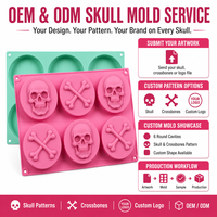 Moule En Silicone Sans BPA De Qualité Alimentaire Pour Halloween Avec Crâne Six Cavités Démoulage Facile Pour Gâteau Chocolat Gl