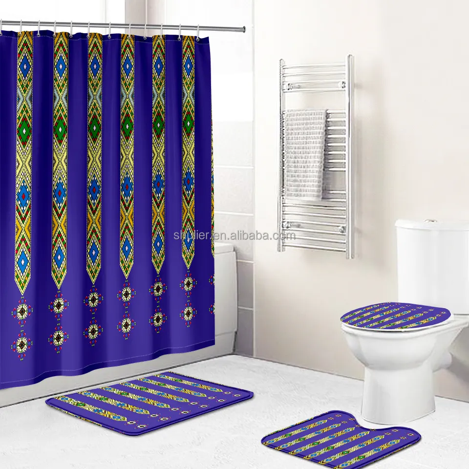 custom design Eritrean/ Ethiopian culture custom saba and telet design pattern popular shower curtain