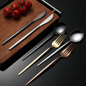 Factory Direct Sale Classical Portuguese 24pcs Gold Stainless Steel Cutlery Set With Gift Box