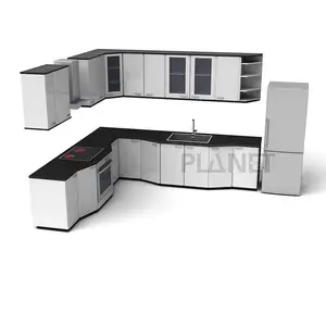 خزانة مطبخ جدارية من البلاستيك مع إطار دوار من الأعلى خزانة مطبخ صناعة صينية تصميم خزانة مطبخ على الطراز الحديث - Product Image 1