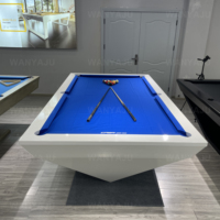 Nouveaux designs d'intérieur personnalisés Finition piano Table de billard blanche Salle à manger de luxe moderne 3 en 1 Table de billard de ping-pong 9ft 8ft 7ft