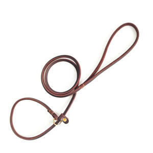 Correa y Collar para Perro de Cuero Vacuno Genuino Estilo Clásico, Correa de Cuero Real Enrollada Deslizante para Entrenamiento y Paseo - Product Image 3