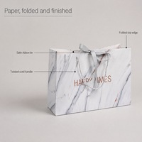 Sac cadeau en papier de Noël avec ruban en satin, logo personnalisé, impression marbrée de luxe, sacs cadeaux de Noël OEM pour la vente au détail et en gros