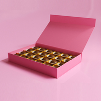 Maßgefertigte Luxuriöse Rosa 24-Stück Schokoladentrüffel Geschenkbox mit Goldenen Trenneinlagen