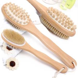<span class=keywords><strong>Brosse</strong></span> de bain manuelle Junfa avec <span class=keywords><strong>long</strong></span> <span class=keywords><strong>manche</strong></span> en bois et poils de sanglier pour l'exfoliation sous la <span class=keywords><strong>douche</strong></span> et le nettoyage du corps (usage adulte) - Product Image 4