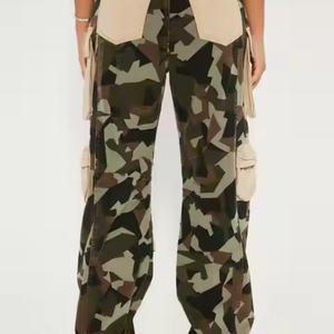 Nouveau design, jean vintage pour femme de haute qualité, imprimé camouflage personnalisé, 100% coton, délavé à l'acide, multi-poches, patchs, jean baggy - Product Image 2