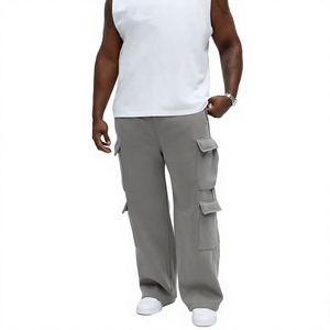 Pantalones Deportivos Cargo de Algodón Gris para Hombre, Cintura Elástica, Casuales, Otoñales, Múltiples Bolsillos, Tejido Transpirable - Product Image 1