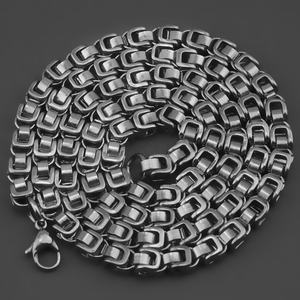 Collar de cadena de perlas cuadradas de acero inoxidable, dijes de joyería, gargantilla estilo Hip Hop, cadena redonda, directo de fábrica - Product Image 4