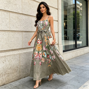 Abito Lungo <span class=keywords><strong>Elegante</strong></span> Stile Country Francese per Vacanze al Mare, Modello Slim Fit a Linea A, Collo a Barchetta, Nuova Collezione Donna Estate 2026 - Product Image 1