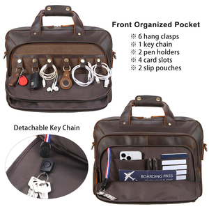 Top Grain réel Crazy Horse cuir 17 pouces mallette pour ordinateur portable <span class=keywords><strong>Messenger</strong></span> hommes en cuir véritable ordinateur mallettes pour ordinateur portable - Product Image 6