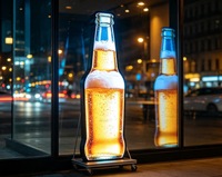 Layar LED Fleksibel Bentuk Botol Bir Khusus, Layar Video LED Warna-Warni Tak Beraturan untuk Iklan Merek Minuman Bar