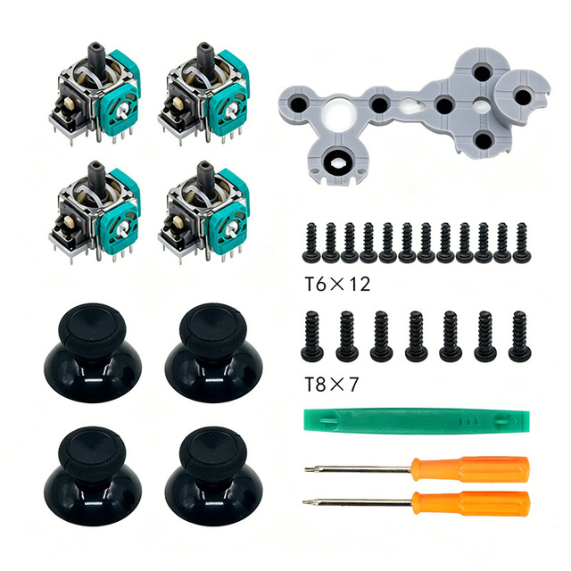 Screw Kit for Xbox One S Controller T8 and T6 Screws Joystick Mushroom Caps Conductive Rubber Plastic Metal for XBOX Series Set