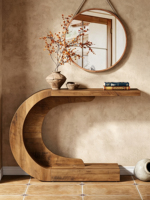 Table console en bois en forme de C, style vintage rustique, table d'entrée, table d'appoint pour le couloir, table de canapé pour le salon, le hall d'entrée