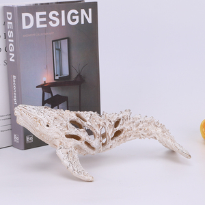 Uedeco优雅的沿海风格艺术装饰树脂海洋生物雕像为家庭航海展示设置鲸鱼和寄居蟹形状 - Product Image 4