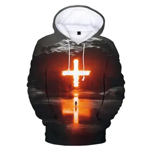 Fitspinew jésus dieu chrétien surdimensionné hommes à capuche amour 3d imprimé unisexe décontracté mode sweat haut pull à capuche Gym - Product Image 1
