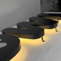 Lettres encastrées rétroéclairées en acier inoxydable haute luminosité pour intérieur, enseigne lumineuse personnalisée pour le mur du bureau d'accueil d'une startup