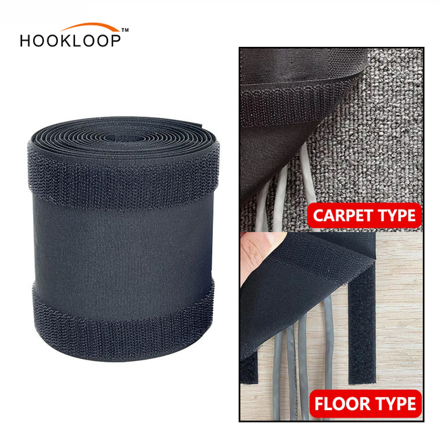 Wholesales Easy Cord Hider Self-Adhesive Hook and Look Tape No-Drill Wire Adhesive Cable Cover for Home and Office Desk