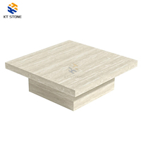 Table basse en marbre sur mesure avec cadre en métal et espace de rangement, adaptée à la famille, à l'hôtel, à la villa, à la salle à manger en plein air