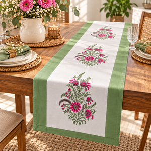 Reusable Cotton <b>Table</b> <b>Runner</b> With Woven Border <b>Dining</b> <b>Table</b> Linen For Restaurant Cafe Home Banquet Event And Catering Use - Product Image 1