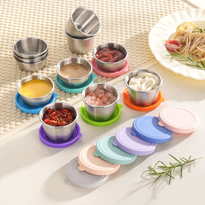 ชามสแตนเลสแบบมีฉนวนกันความร้อน สำหรับเก็บอาหาร ขนม ของว่าง ใส่ซอส น้ำสลัด พร้อมฝาปิดซิลิโคน - Product Image 1