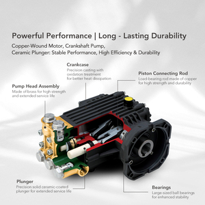 Hidrolavadora Eléctrica Portátil de Alta Presión Profesional de 1450 Psi y 100 Bares con Chorro de Agua Ajustable para Limpieza de Superficies y Coches - Product Image 3