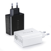 Chargeur mural rapide HNT ODM/OEM 60W 5 en 1 GaN PD & QC 3 ports Type C + 2 ports USB Prise EU/UK Adaptateur coloré Protection PC pour iPhone 15 16