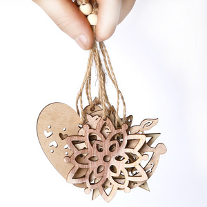 Vente en gros 6 pièces d'ornements <span class=keywords><strong>de</strong></span> Noël en <span class=keywords><strong>bois</strong></span> décorations scandinaves flocon <span class=keywords><strong>de</strong></span> neige, cheval à bascule, ange et étoile pour arbres livraison directe - Product Image 5