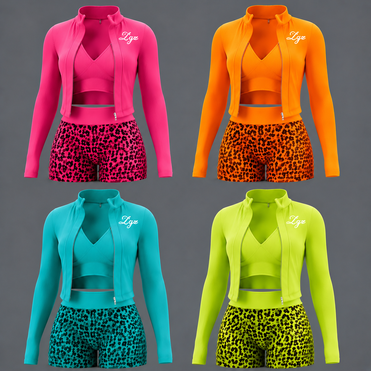 2026 Style Women's 3 Piece Set Custom Logo Yoga Zipper Jacket Sports Bra Tracksuit Shorts Gym Fitness Wear Pants Sets Fo Women