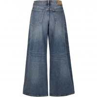Pantalon en denim décontracté taille moyenne pour femmes Pantalon moustache à la mode solide Jeans amples délavés singe Vintage