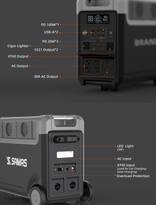 สถานีไฟฟ้าพกพา 3840Wh 3600W LiFePO4 UPS 10ms เครื่องกำเนิดพลังงานแสงอาทิตย์ ชาร์จเร็ว แบตเตอรี่แบบขยายได้ สำหรับใช้ในบ้านกรณีฉุกเฉิน - Product Image 3