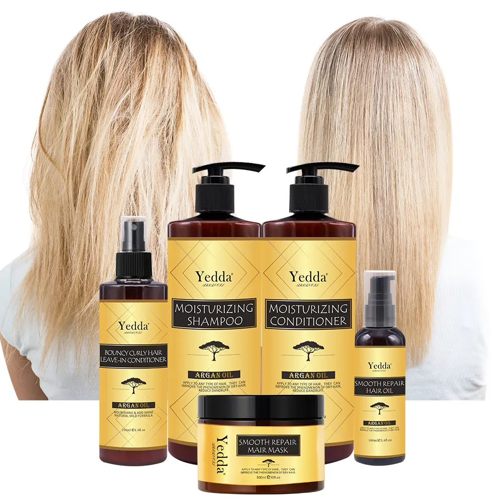 Toptan Yedda doğal sülfat ücretsiz özel etiket Argan yağı saç şampuan ve saç kremi seti