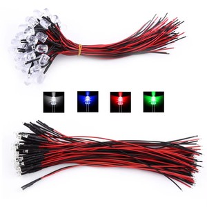 青色12ボルト5mm 3mm 10mm 8mmダイオードLEDランプ発光LED配線済み抵抗器DC 20cmピンク10MM 12V - Product Image 1