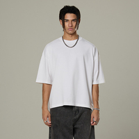 T-shirt Homme Oversize en Coton Épais Délavé à l'Acide, Style Vintage, Coupe Boxy Courte, Personnalisable avec Logo Streetwear, Effet Stone Washed
