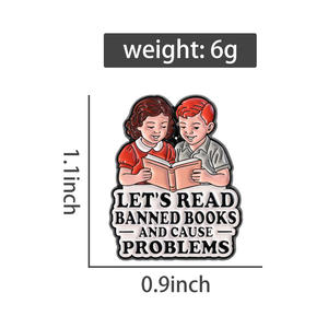让我们阅读禁书有趣的珐琅别针讽刺胸针翻领徽章背包珠宝礼品给朋友批发 - Product Image 6