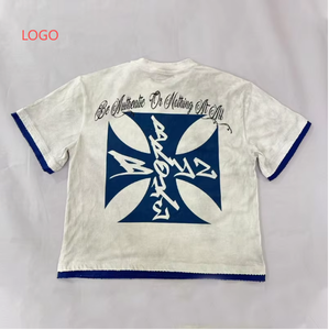 T-shirt vintage surdimensionné à col rond en coton 100% imprimé noir délavé, avec blocs de couleur et effet vieilli, pour homme - Product Image 3