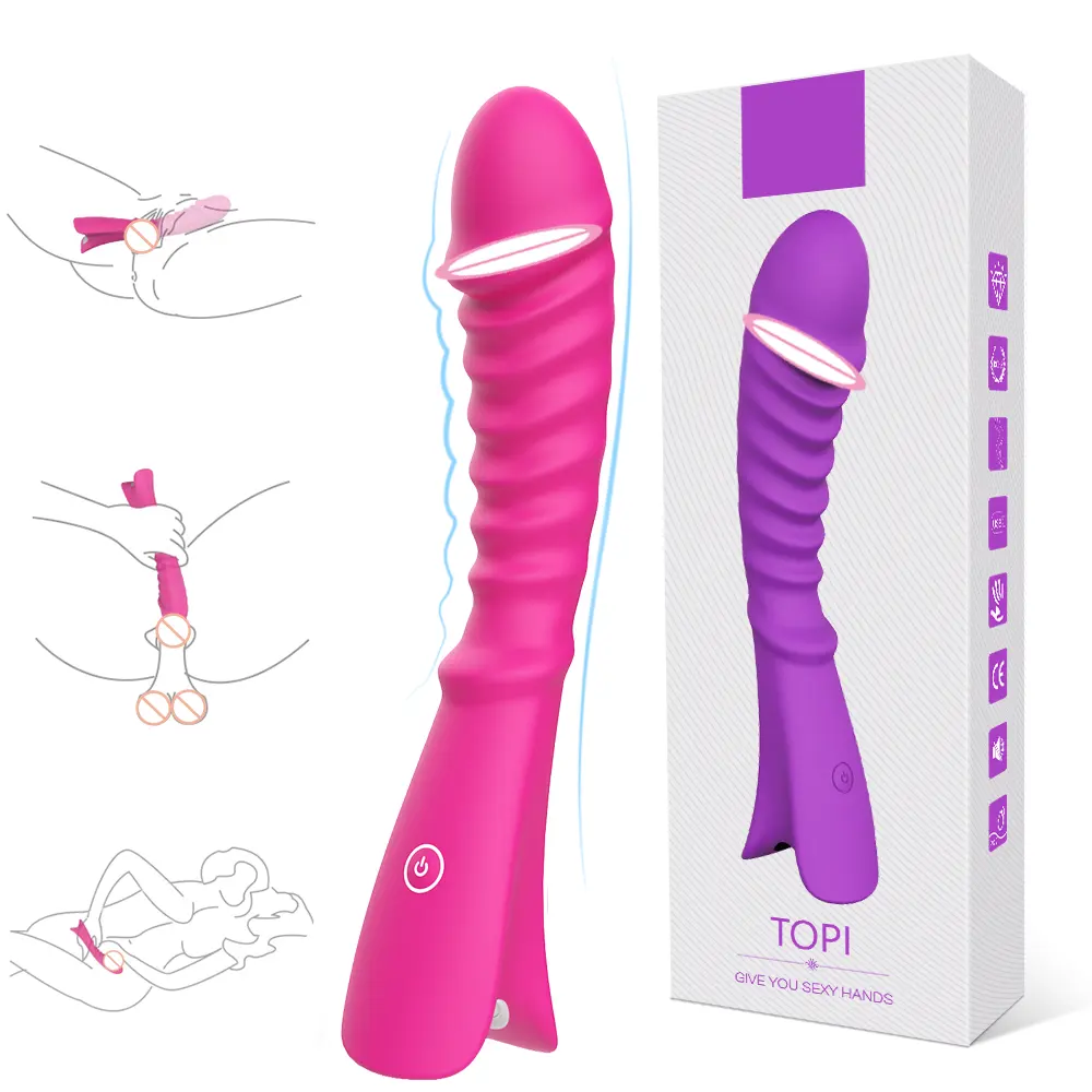 Faden-Design Simulation Eichel großer Hund Dildo Penis wellige Textur Reibung stimuliert Vagina anal G-Punkt Vibrator für Damen