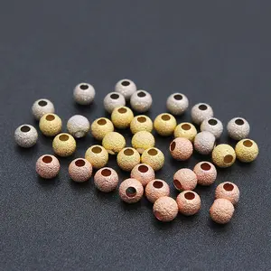 S925 Sterling silver frosted spacer beads 925 silver round beads for making bracelet