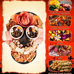 Bandeja de Calaveras de Halloween, Plato de Queso de Madera Negra, Plato Decorativo Reutilizable para Fiestas - Product Image 5