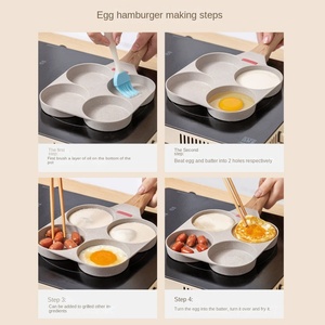 Petite poêle à frire en aluminium antiadhésive à fond plat avec <span class=keywords><strong>moule</strong></span> d'artefact de petit-déjeuner à quatre trous pour crêpes aux œufs frits et hamburger - Product Image 4