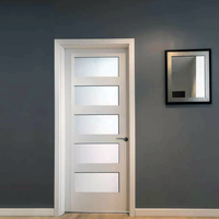 Porte de bureau insonorisée en bois avec porte intérieure en verre dépoli trempé, design simple, style shaker, porte française moderne sur mesure