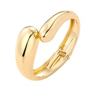 Nouveau Bracelet JONC Ouvert Goutte d'Eau Épais en OR PlaquÉ Or CCB Goutte d'Eau Lisse Métal Grand ExagÉrÉ pour Femme